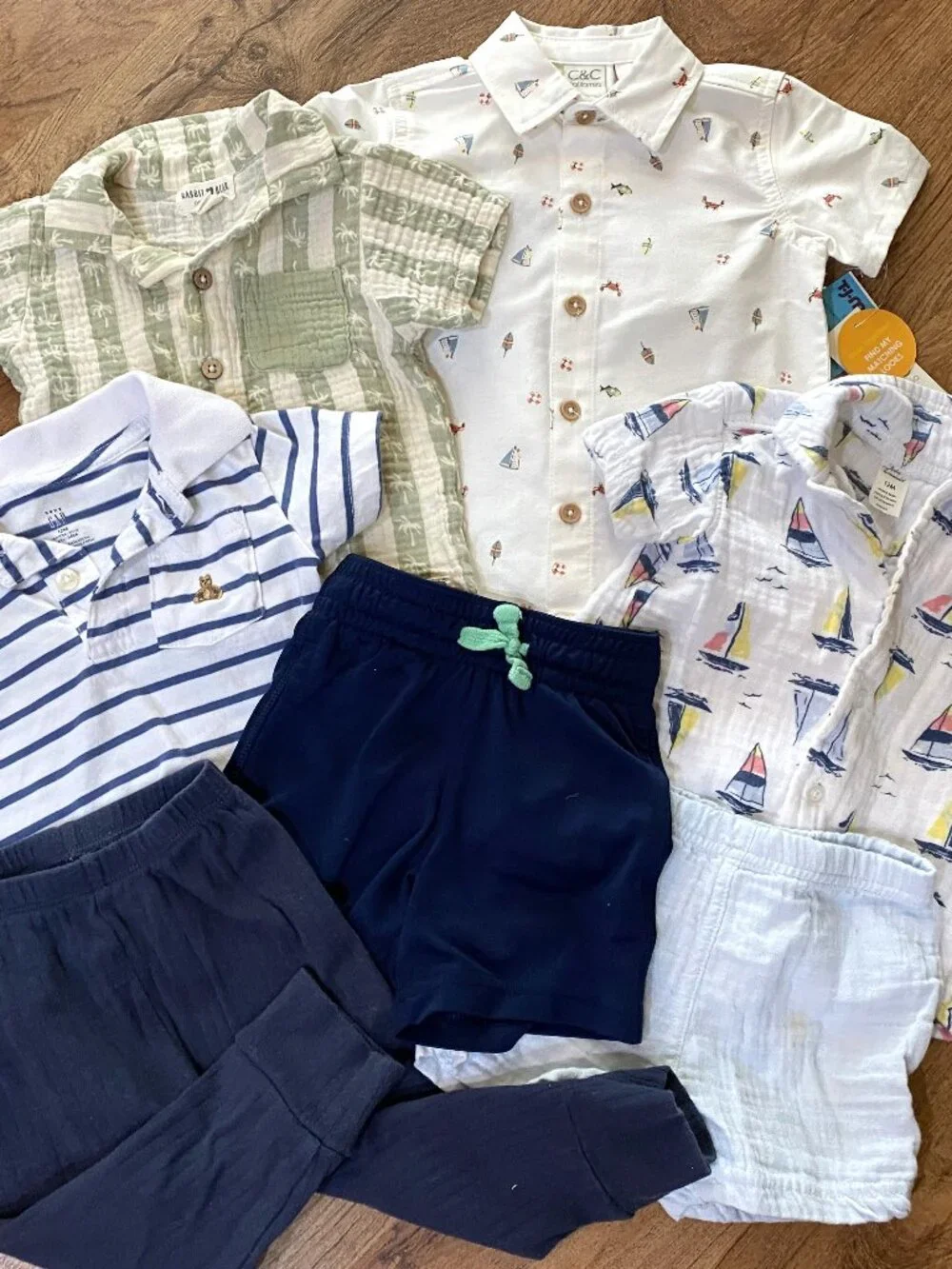 Lot S/S Button Up Shirts/Shorts/Pants-Rabbitt Bear/Gap/Cat & Jack/C&C-12M